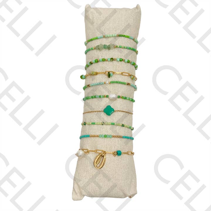 Celli Biju - Wholesale Jewelry Set - Set of Bracelets (10) - beads, natural stones, and steel8