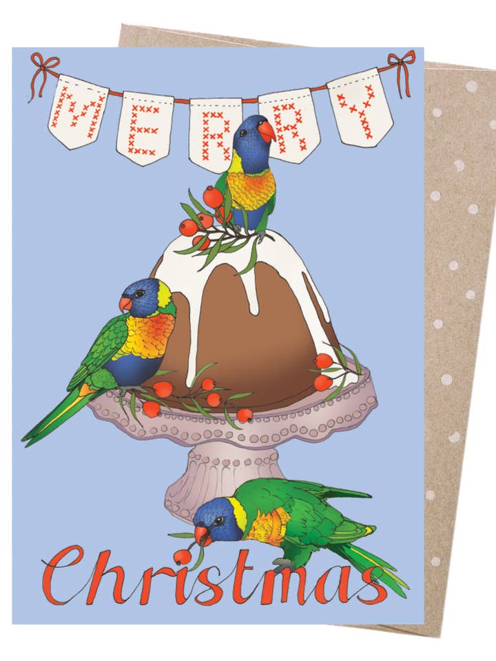 Biglietto di Natale - Merry Lorikeets (confezione da 6) per la vendita all'ingrosso da parte di Earth Greetings