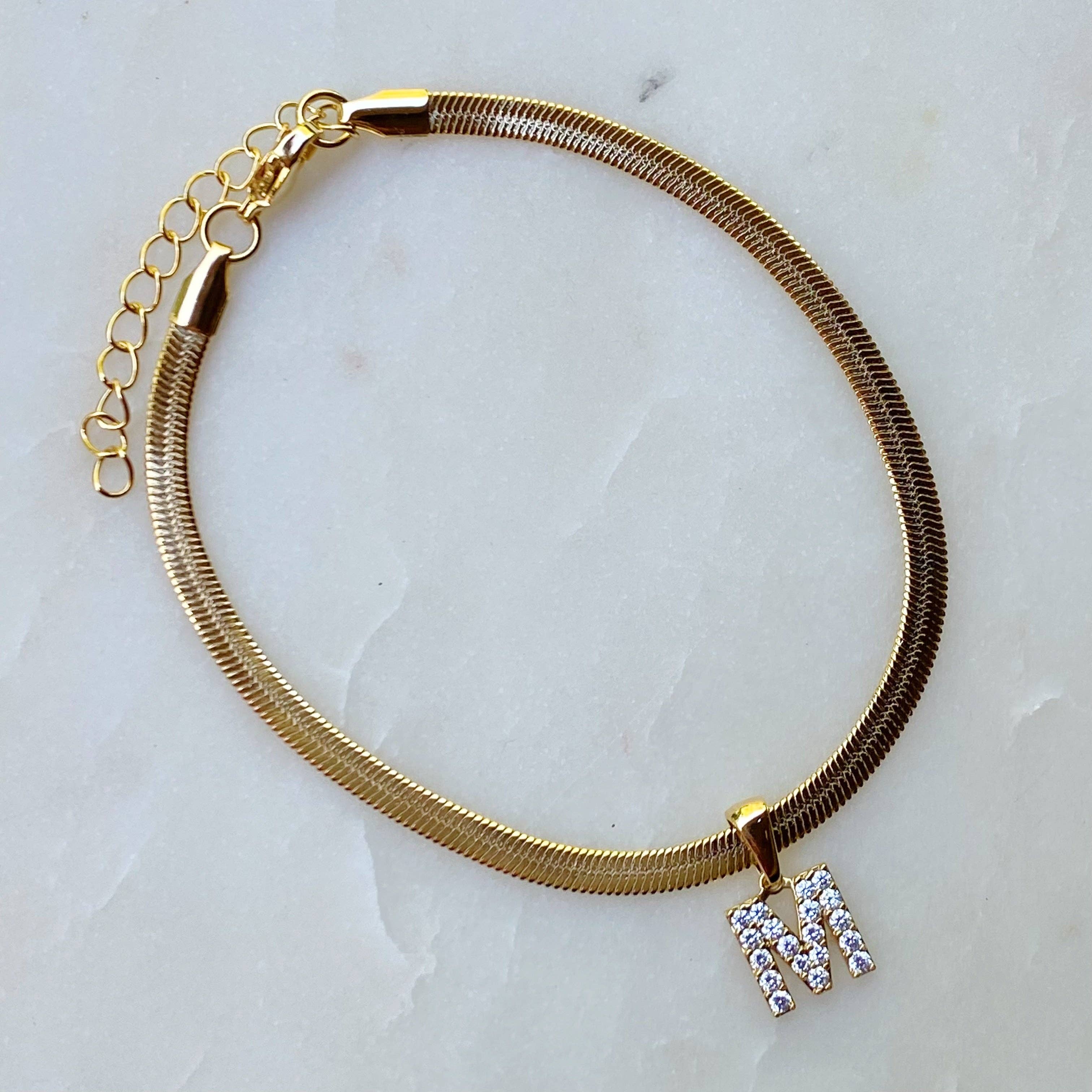 Ellison+Young - Wholesale Anklet - Herringbone Chain Initial Anklet9