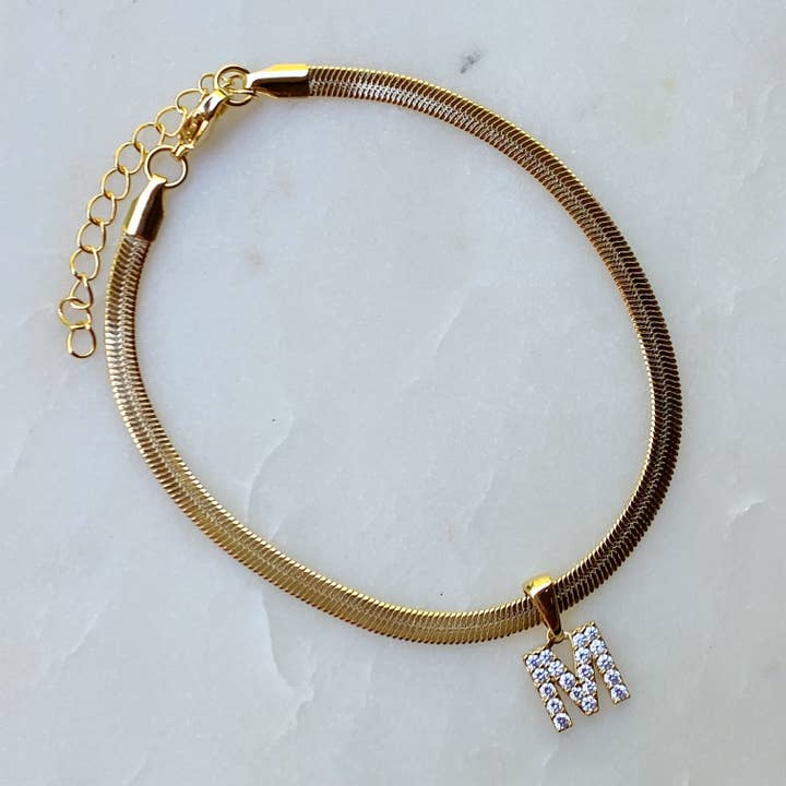 Ellison+Young - Wholesale Anklet - Herringbone Chain Initial Anklet9