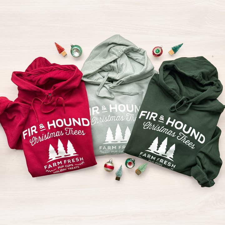 Fir & Hound Christmas Tree Hoodie, Holiday Dog Sweatshirt for wholesale by Poppy & Lou