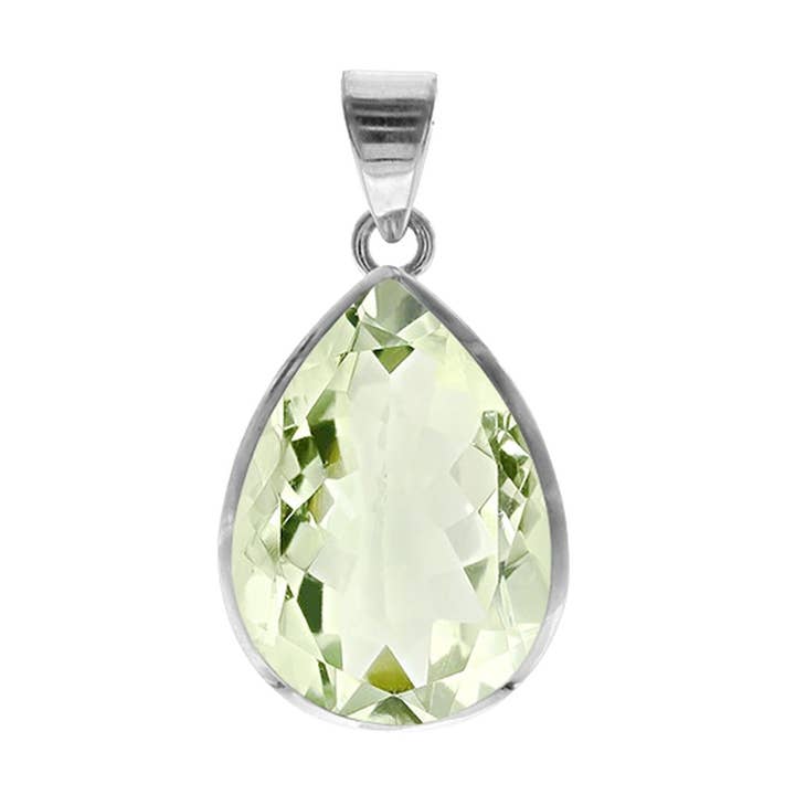 Samira green amethyst teardrop pendant for wholesale by Kali Ma Designs - Sterling Silver Jewellery