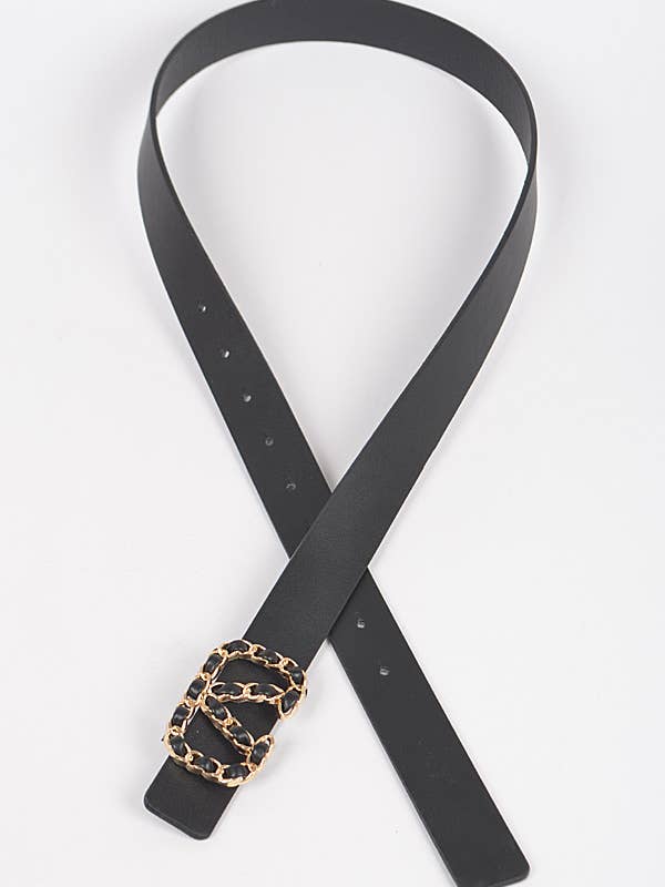 Faux læder metal spænde bælte PB8582BK for engroshandel hos anbfashion