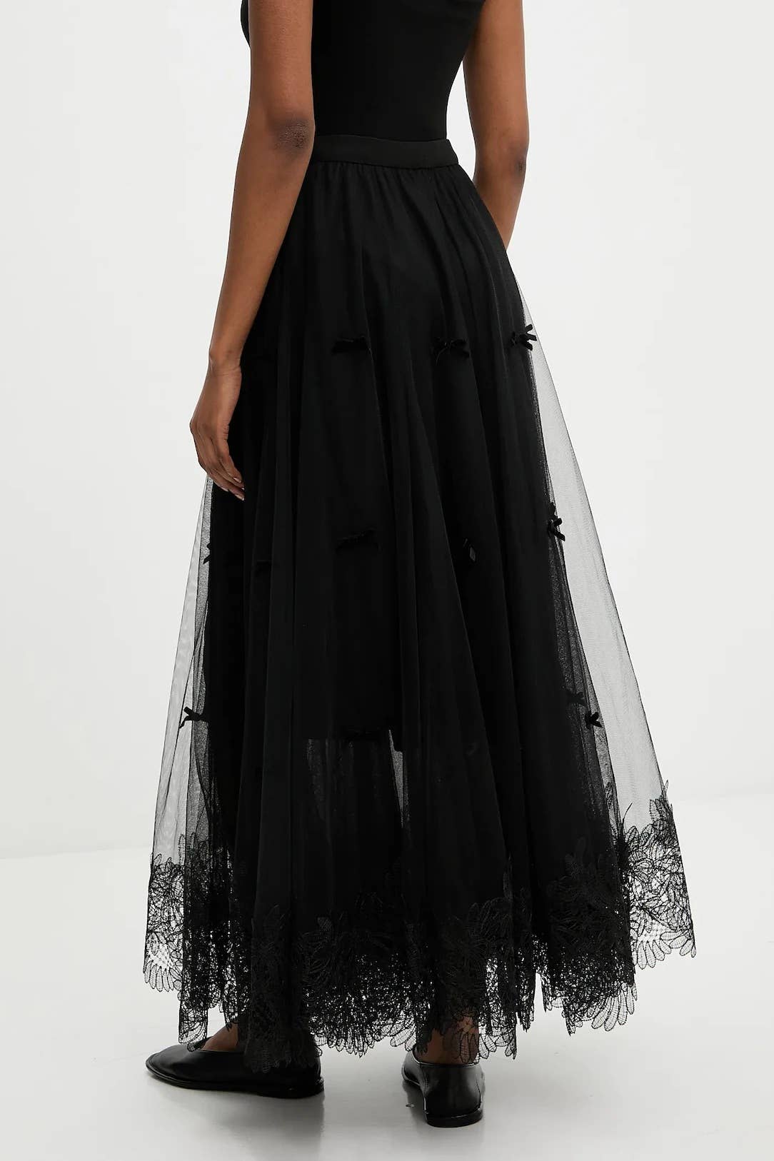 CHOKLATE PARIS – Engroshandel Nederdel - Dame – Lang tylskørt med sløjfer og broderi - CK083873