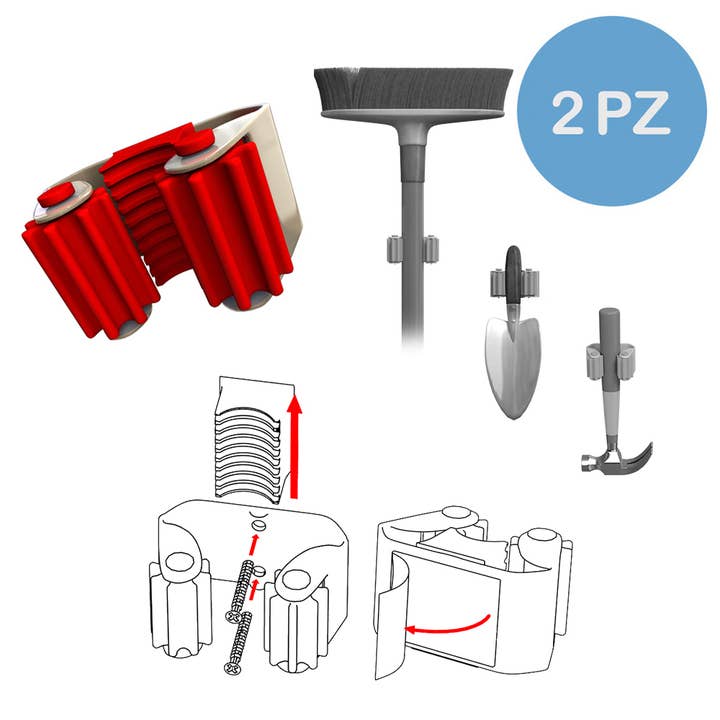 Scopì Broom Hanger; 1 White Lacquered RED RED BL 2 PCS for wholesale by Idea Casa