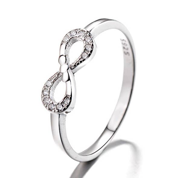 Silver Infinity Crystal Ring for wholesale by Amy and Annette