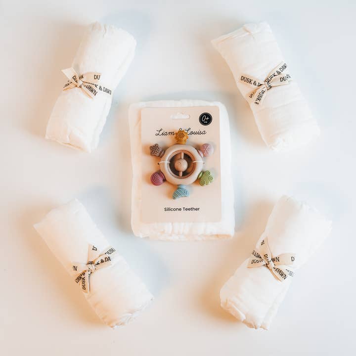 Giften Market - Wholesale Teether (Not Clip-On) - Baby - Rainbow Spokes Silicone Teether with Wooden Rattle Baby Gift13