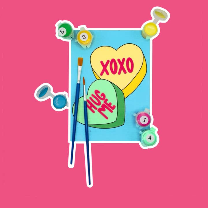 Conversation Hearts - Mini Paint by Number Kit (5x7) for wholesale by Colorful Creators
