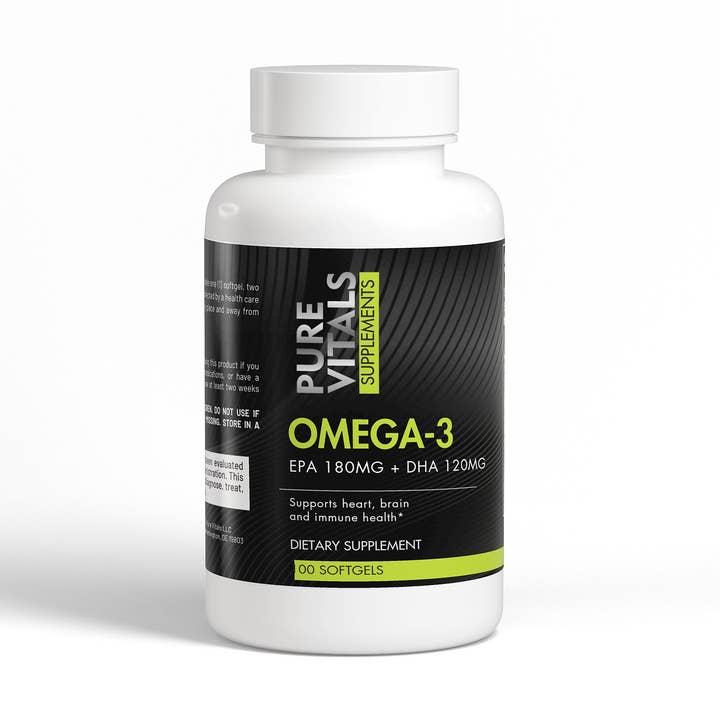 Oméga-3 EPA 180mg + DHA 120mg pour la vente par Pure Vitals Supplements