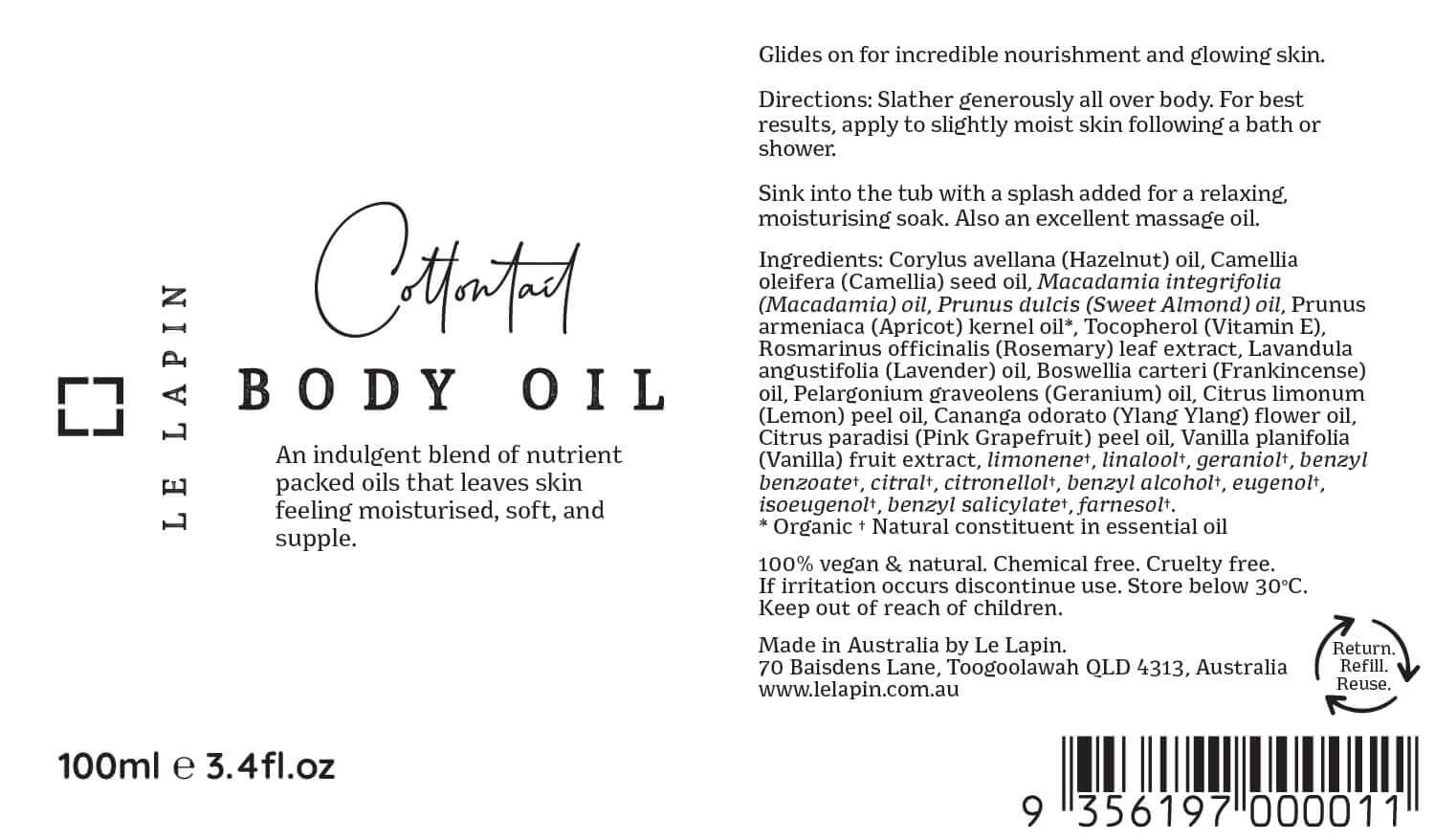 Le Lapin - Wholesale Bath/body oil - Cottontail Body Oil2