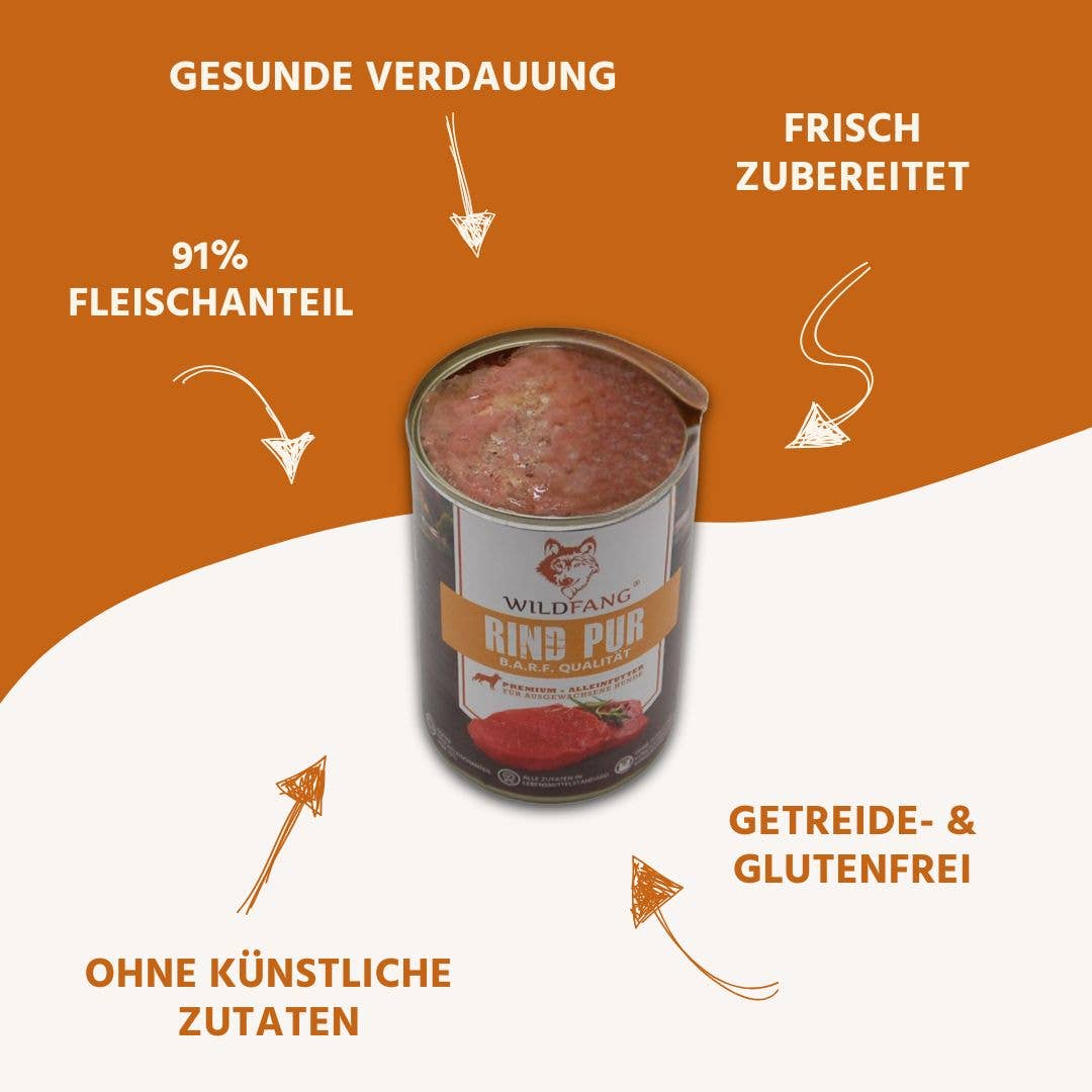 WILDFANG – Großhandel Tiernahrung – Hund – Nassfutter Rind pur - BARF Qualität - 6er Set2