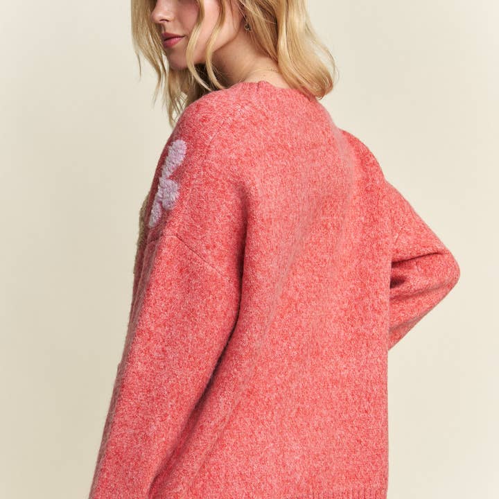 ADORA LA - Wholesale Cardigan - Women's - CESW3580 - BUTTON DOWN FLORAL SWEATER CARDIGAN6