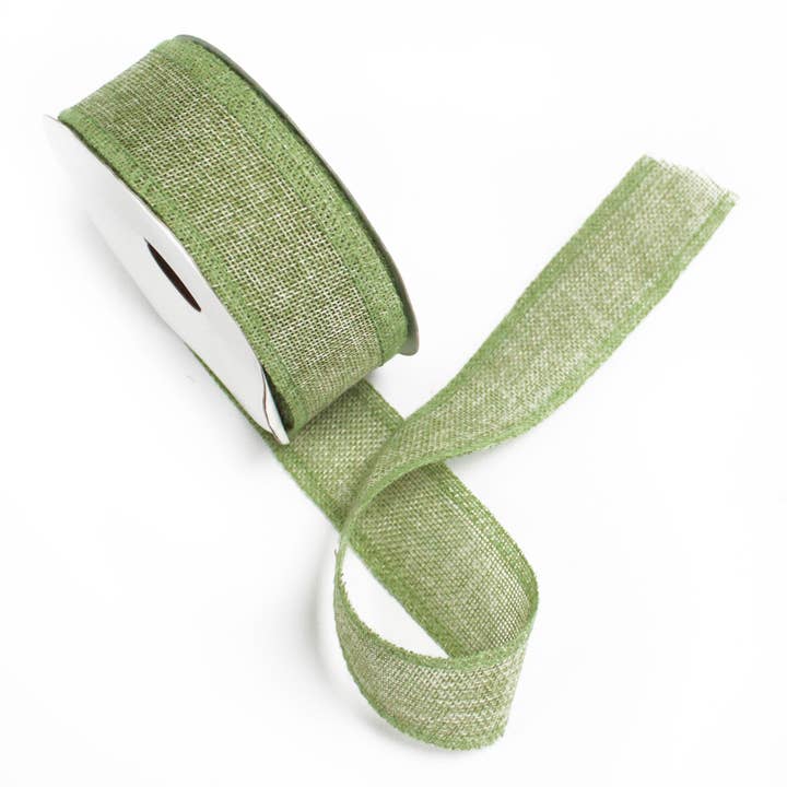 Agnes + Cat - Wholesale Ribbon - Gift Wrapping - Natural Texture Ribbon 38mm x 20m - Moss