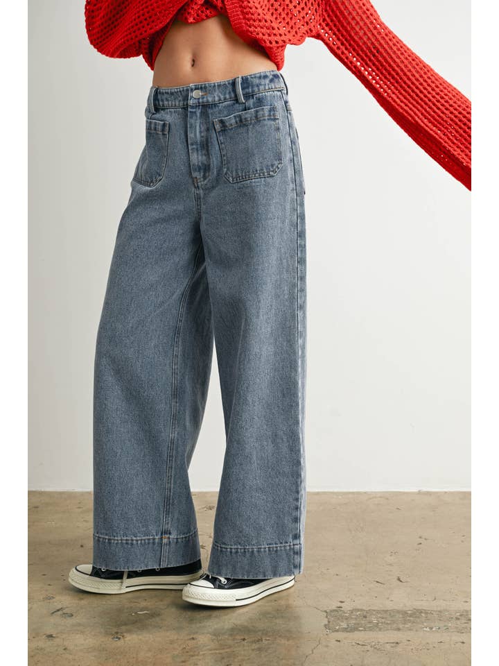 BUTTERMELON - Wholesale Jeans - Women's - Wide-Leg Denim Jeans - BMP7720