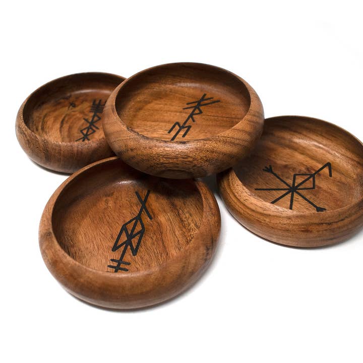 Norse God Offering Bowls with Hand Burned Bindrunes for wholesale by Oreamnos Oddities