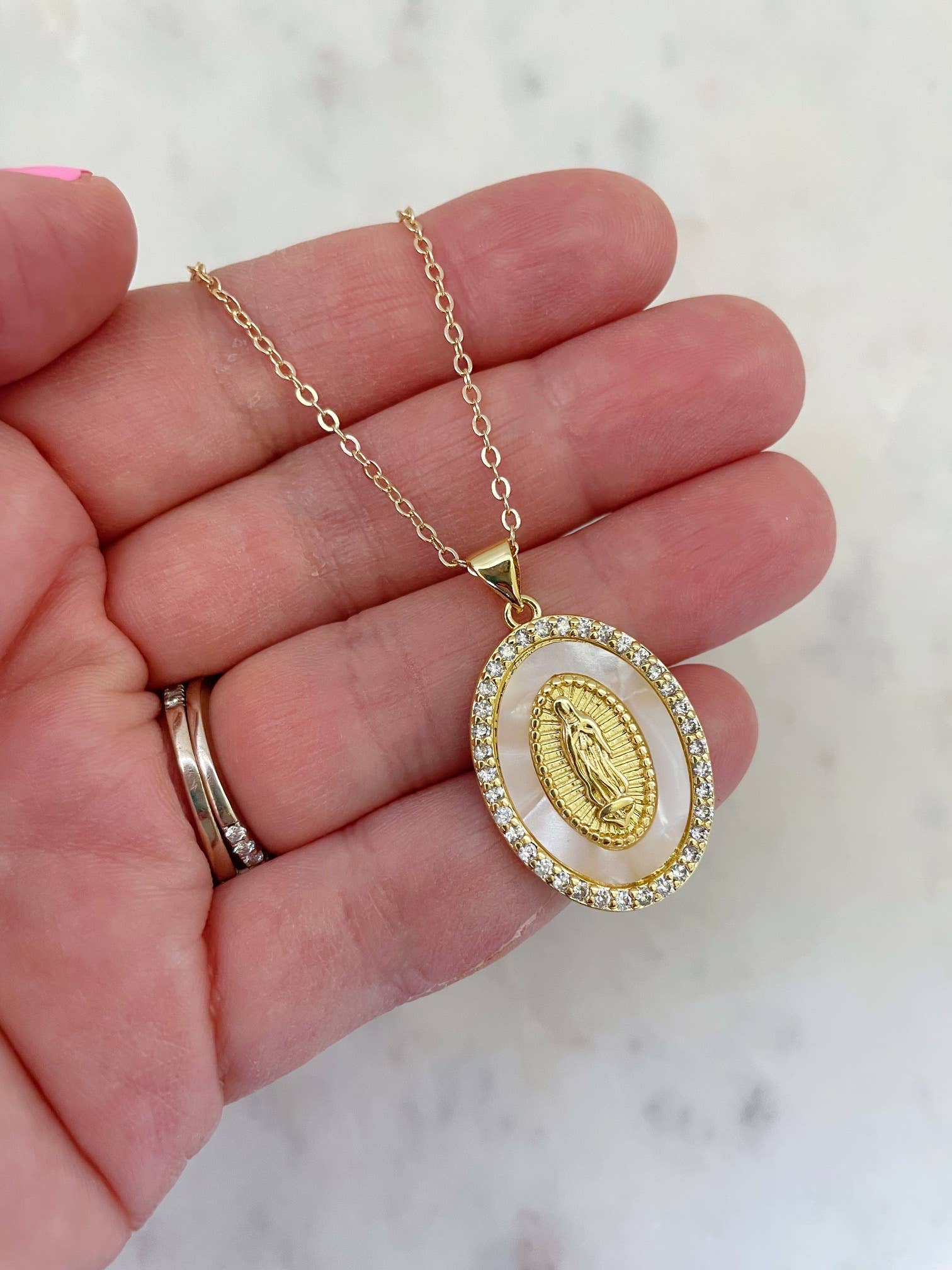 Laalee Jewelry – Großhandel Kette mit Anhänger/Charm – Cream Mary Jewelry, Halskette mit Anhänger, religiöser Goldschmuck2