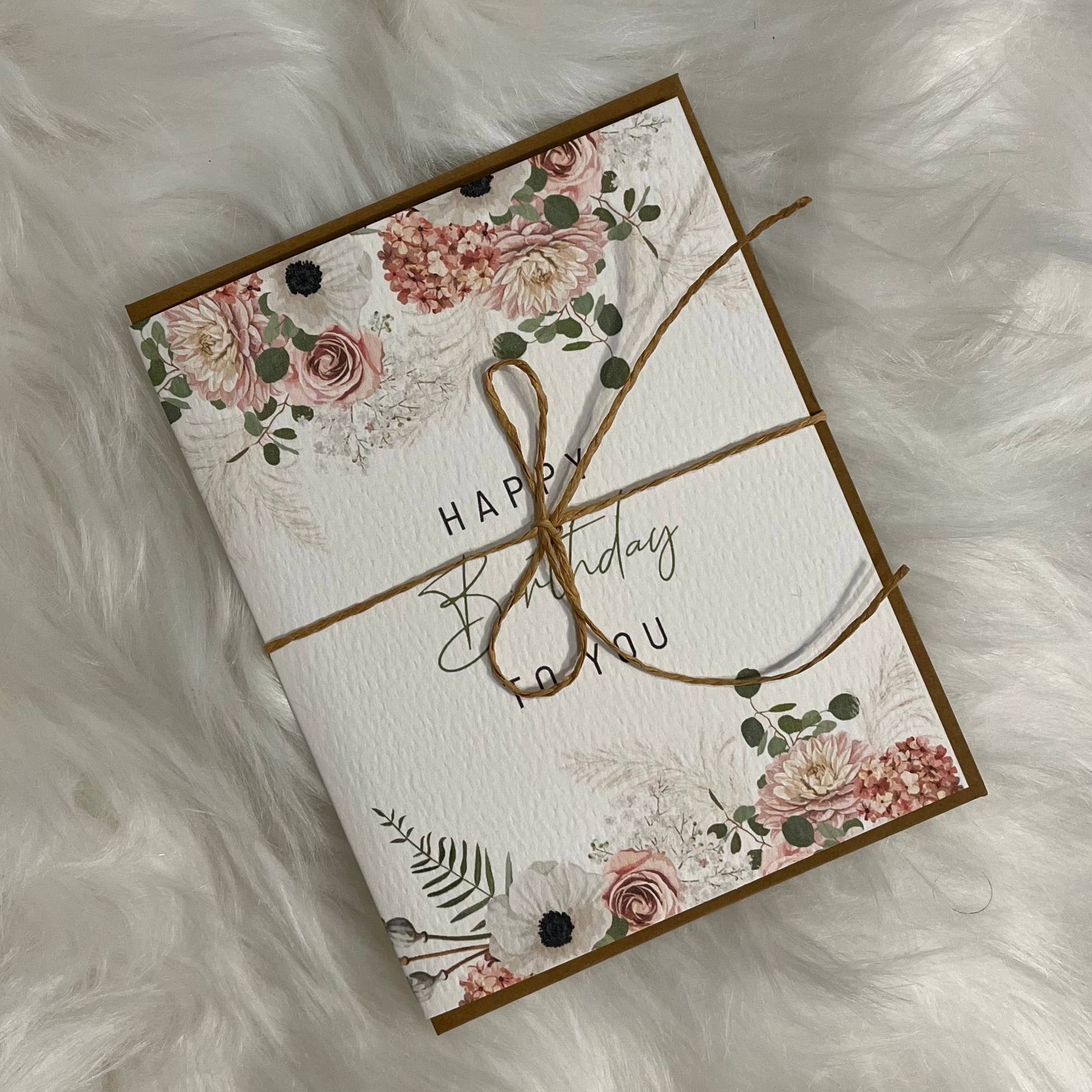 Paper Kuts - Wholesale Birthday Card - Pink Floral Happy Birthday Card, Includes Kraft Envelope3