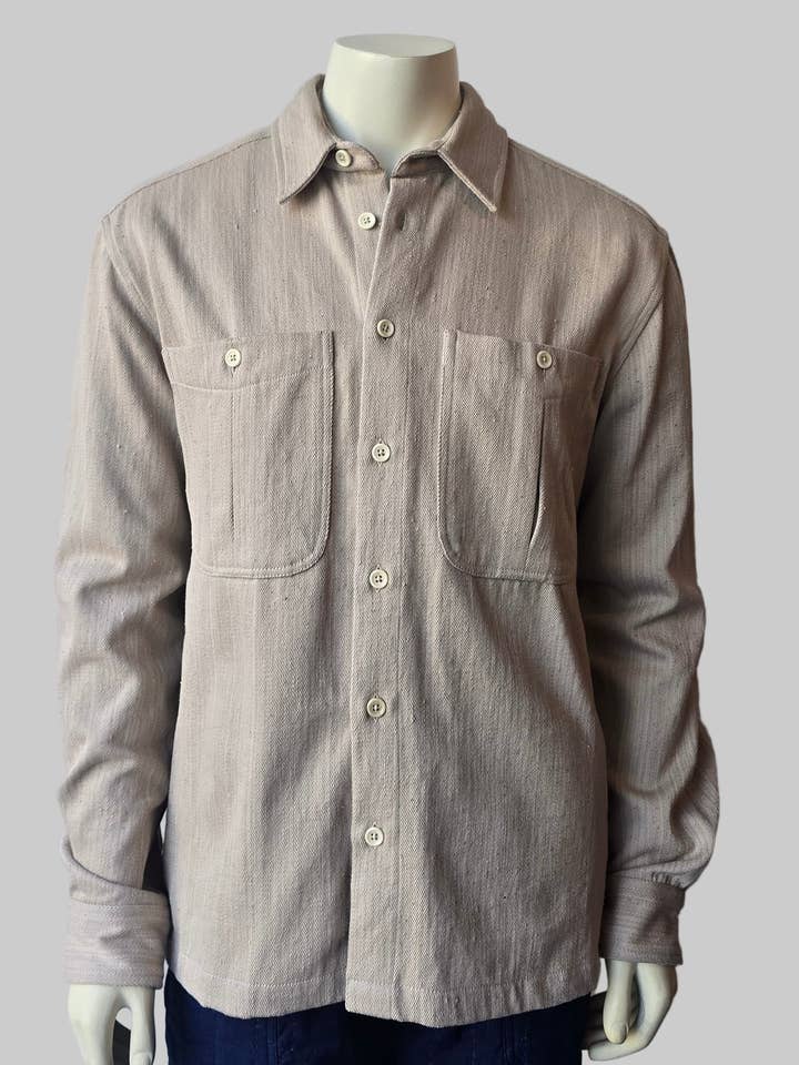 Vivek Overshirt in Tea for wholesale by Umber and Ochre