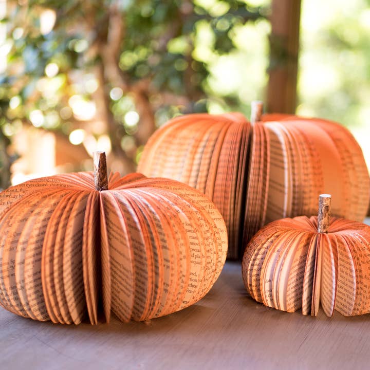 Root To Vine - Wholesale Decorative Tabletop Object - Book Pumpkin Rustic Orange Fall Decor Thanksgiving Halloween