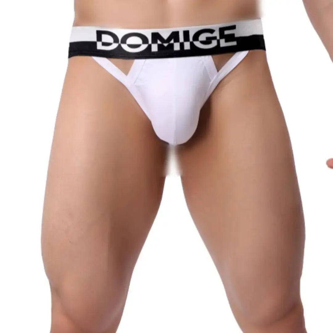 DomiGe - Wholesale Underwear - Men's - Men's Cotton Stretch Jockstraps with Silver Logo Waistband - Engineered Male Thongs3