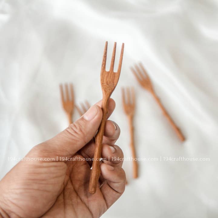 194 Craft House - Wholesale Serving Utensil - Branch Tree Small Wooden Fork - Kitchen Serving Utensils2