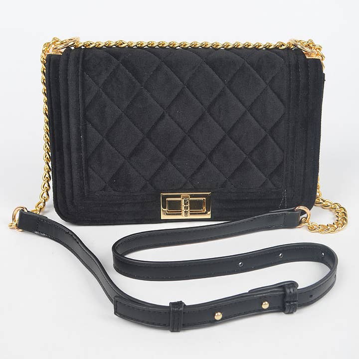 3AM BY H&D ACCESSORIES - Wholesale Crossbody Bag - Women's - Quilted Velvet Flap Bag4
