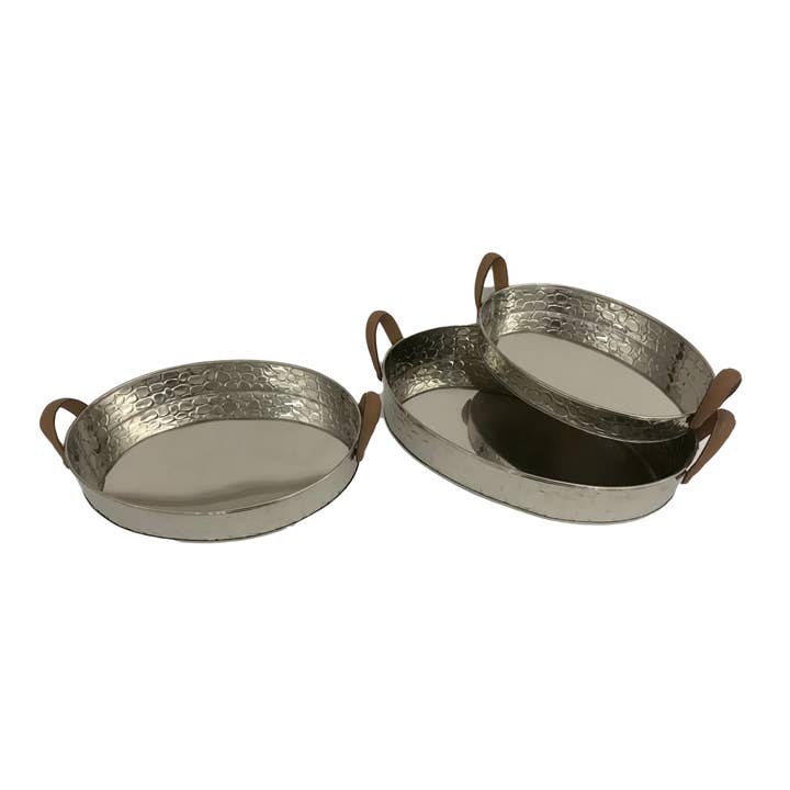 Set Of 3 Stainless Steel Pebble Beach Trays for wholesale by Wilco Home
