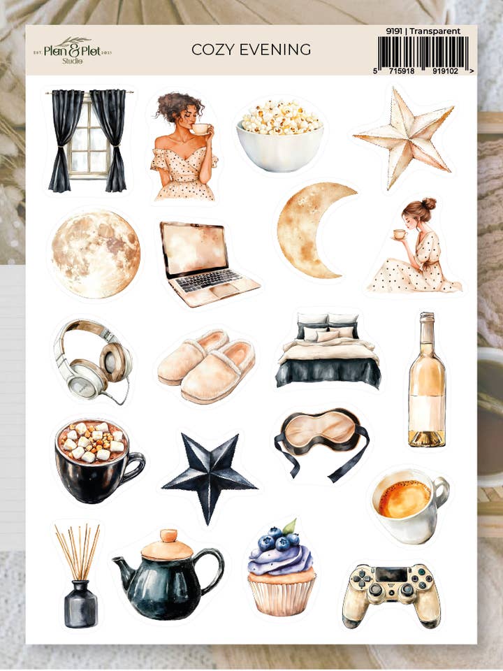 Mysig kväll | Klistermärken för wholesale av Plan & Plot Studio