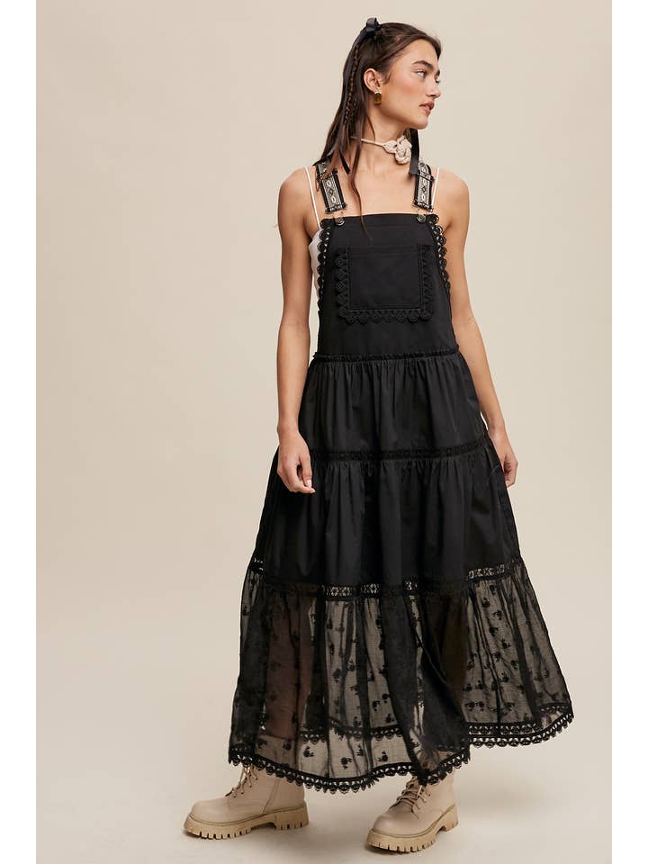Sheer Trend - Wholesale Dress - Women's - Laced and Tiered Romanctic Overall Maxi Dress