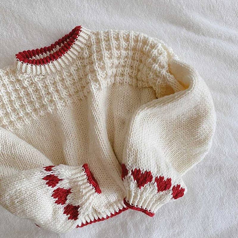 Ivory Valentines Hearts Jacquard Slouchy Knit Jumper for wholesale on Faire4