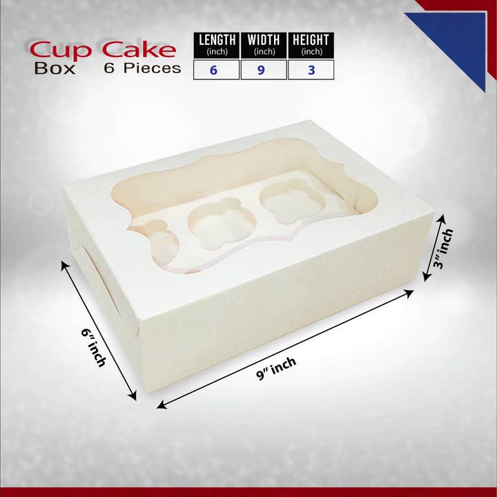 Tennessee IMPEX - Wholesale Cupcake/Muffin Pan - Premium Cupcake Boxes with insert for 6 Pastries (6x9x3 in)