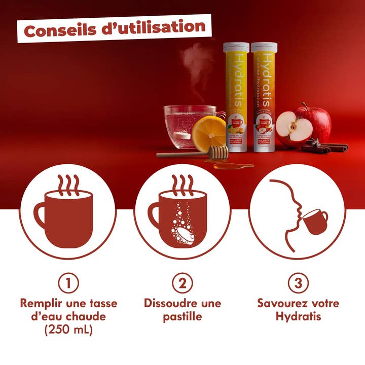 Hydratis - Vendita all'ingrosso Vitamine/integratori orali - Hydratis Mela e Cannella - 8 tubi da 20 compresse effervescenti per idratazione ottimale6