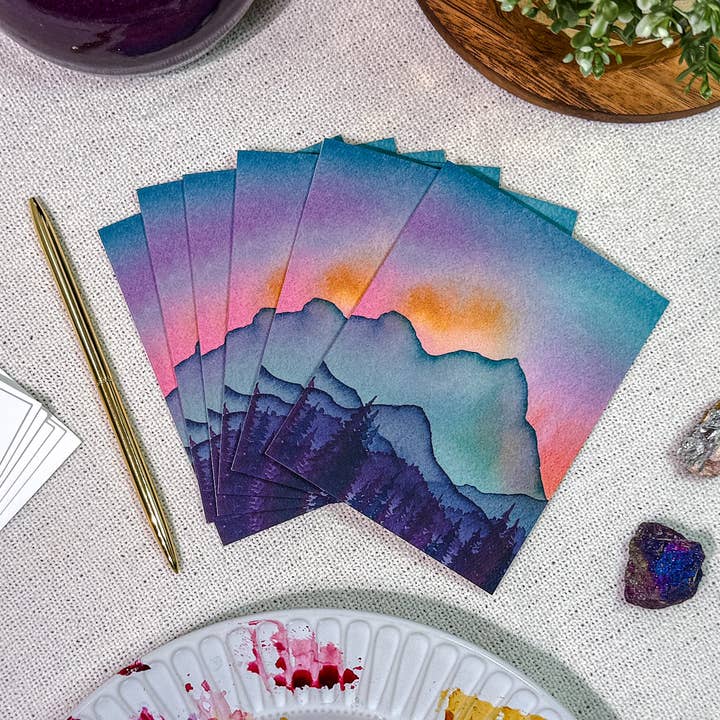 Shelby Thayne Art - Wholesale Everyday Greeting Card - Turquoise Mountain Glow - Greeting Card Set of 61