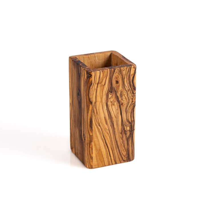 Carré Olive Wood - Wholesale Utensil Holder - Olive Wood Utensil Holder- Rectangular3