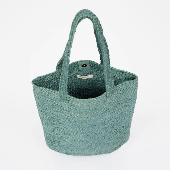 Shyla Soft Jute Tote Bag - Teal for wholesale on Faire