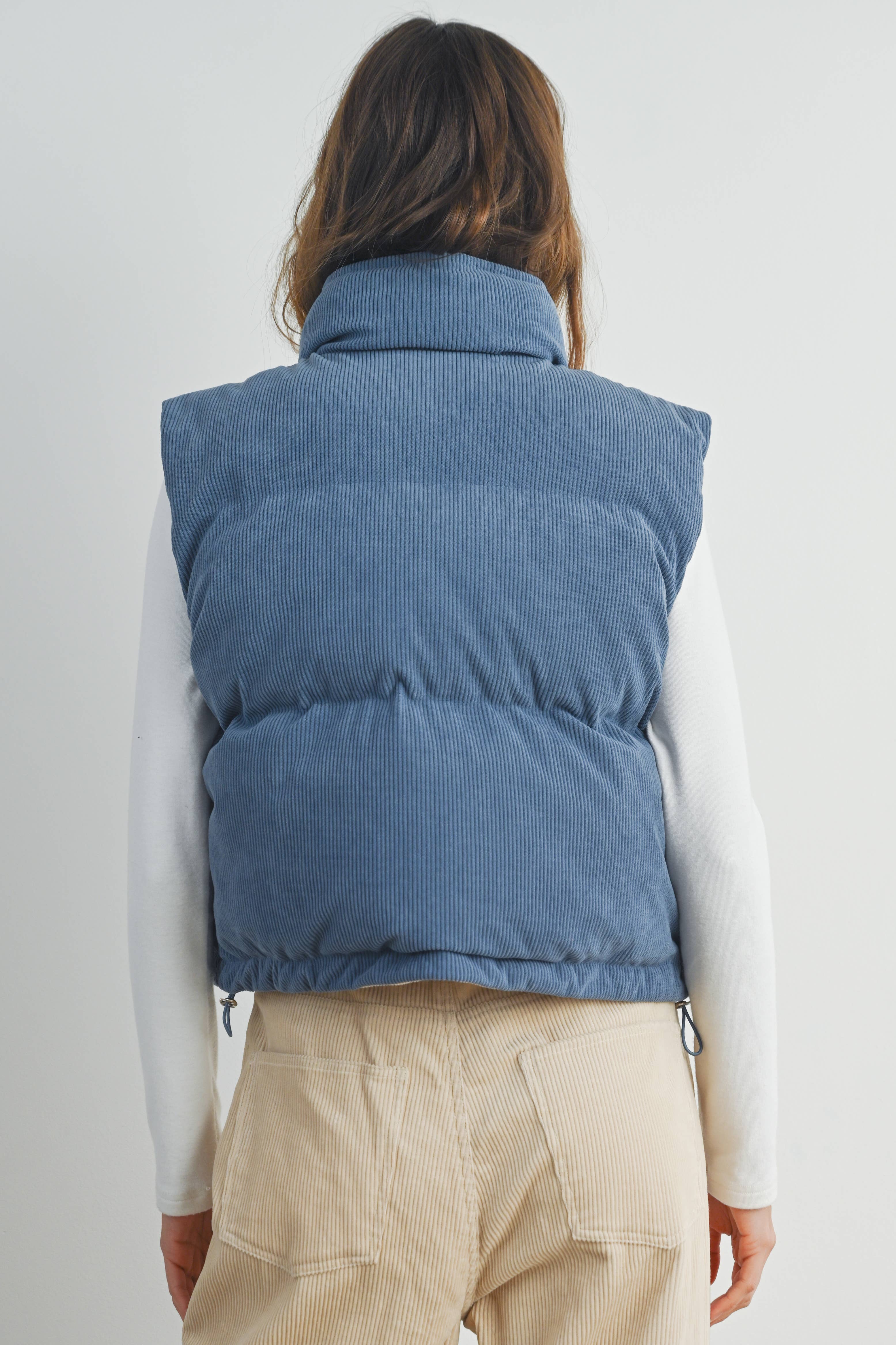BUTTERMELON - Wholesale Outerwear Vest - Women's - FALL ADOREME CORDUROY PUFFER VEST - BMJ724223