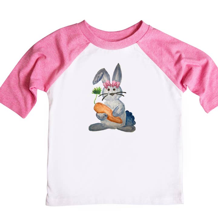 Paasshirt voor meisjes met waterverfkonijn voor wholesale door Jumpin' Jaks Tees