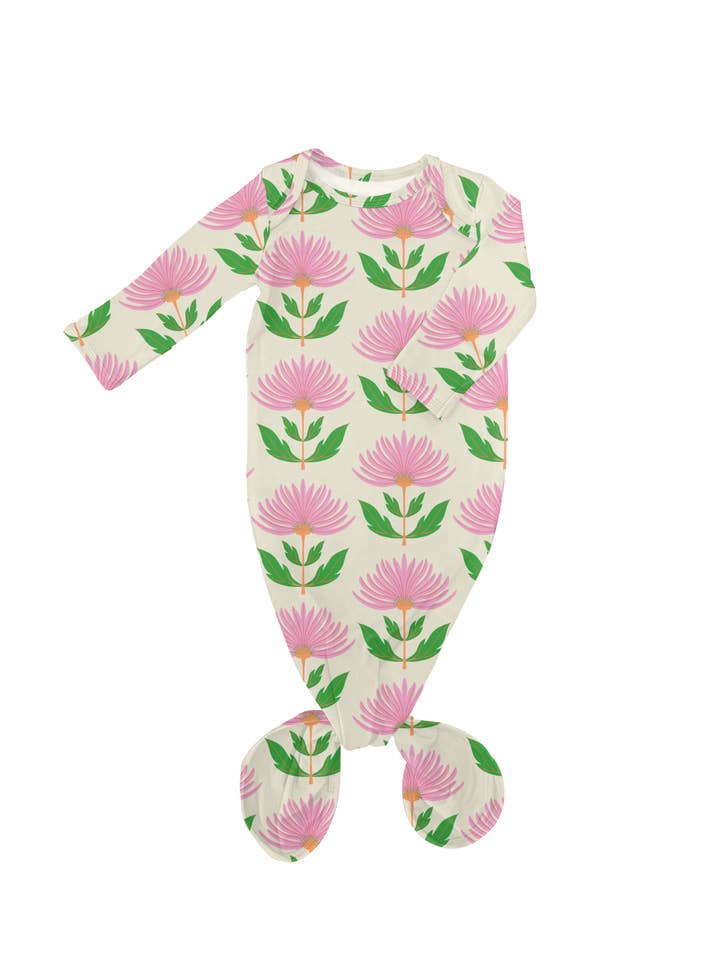 Abito annodato con fiori a blocchi rosa per la vendita all'ingrosso da parte di Goosies