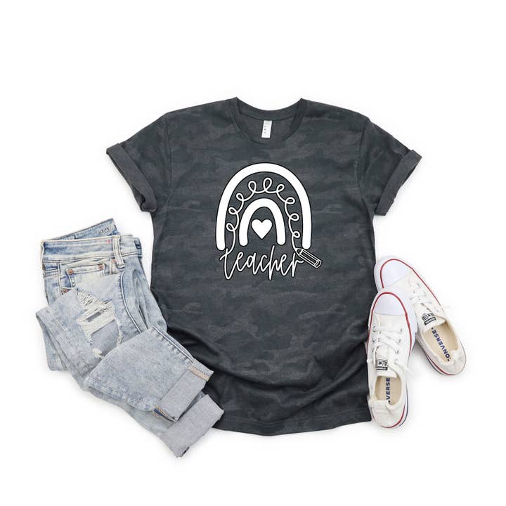 Rainbow Teacher Shirt Camo Teacher Shirt Unisex Sizing for wholesale by Two Jays