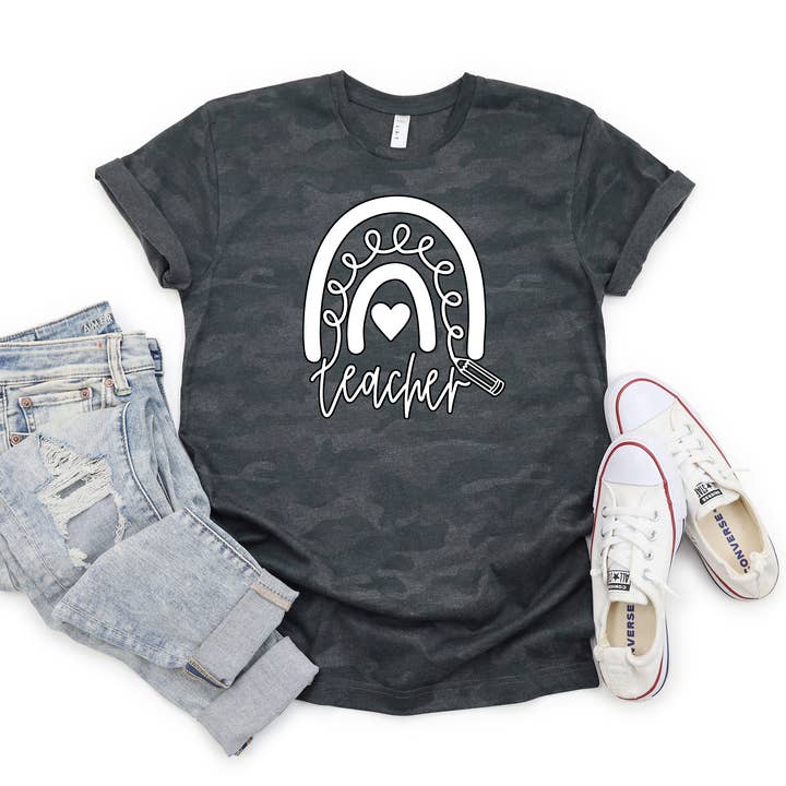 Rainbow Teacher Shirt Camo Teacher Shirt Unisex Sizing for wholesale by Two Jays