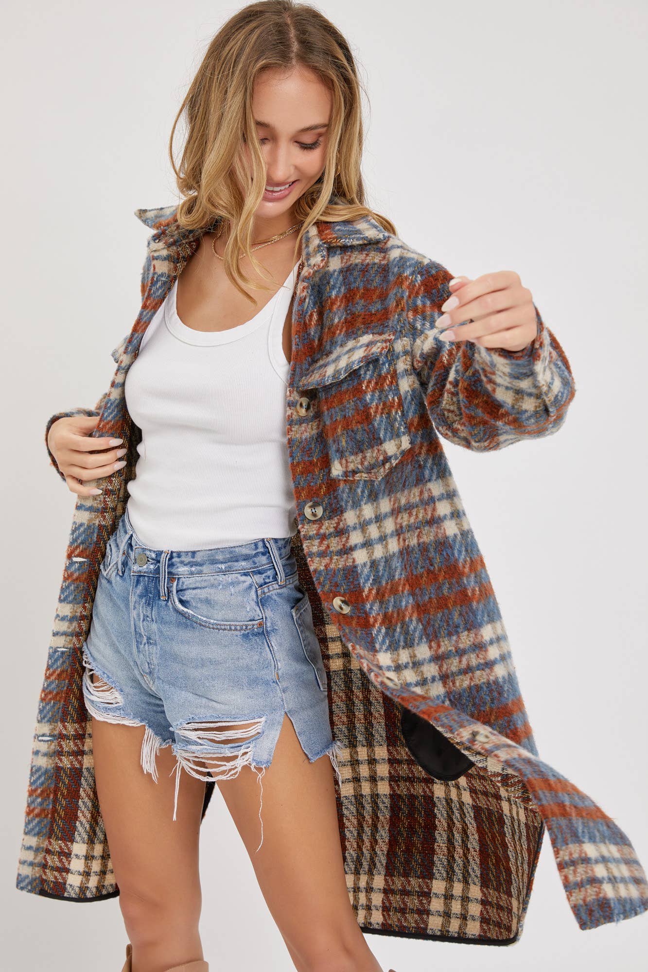 Sweet Lovely by Jen – Engroshandel Skjortejakke/shacket – til kvinder – SW1571 PLAID COAT/SHACKET6