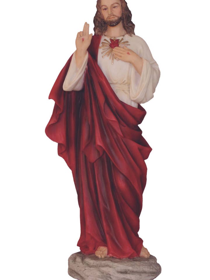 Sacred Heart of Jesus Statue in Color 10" for wholesale by Goldscheider of Vienna