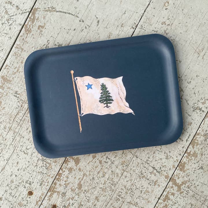 1901 Maine Flag Wooden Tray | 11 x 8" for wholesale by Independent Puppy