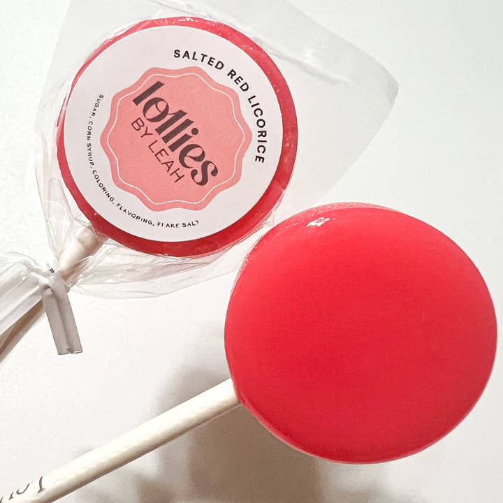Salted Red Licorice Lollipop for wholesale by Lollies By Leah