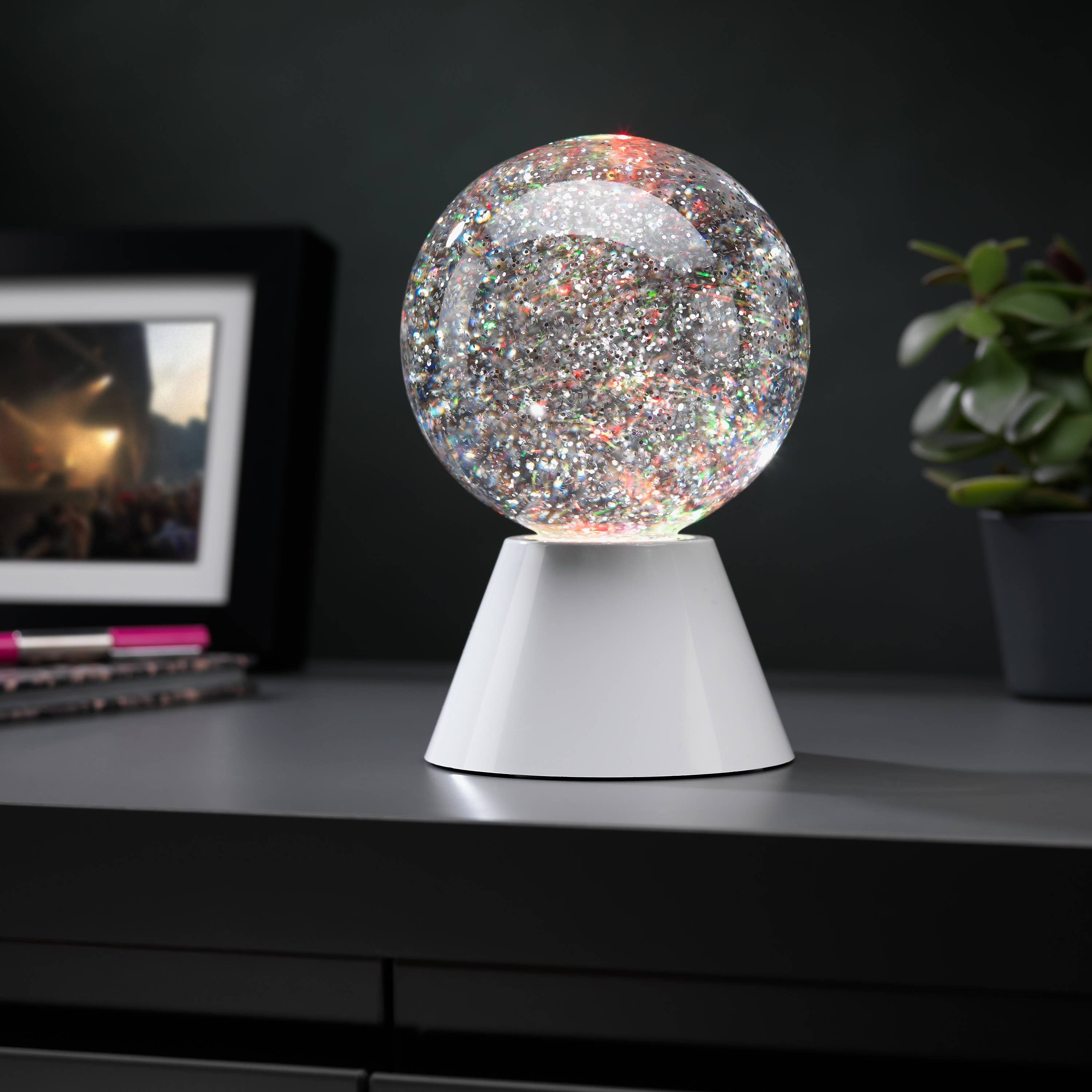 The Source Wholesale LTD – wholesale Accent/desk lamp – Spinning Glitter Ball Light1