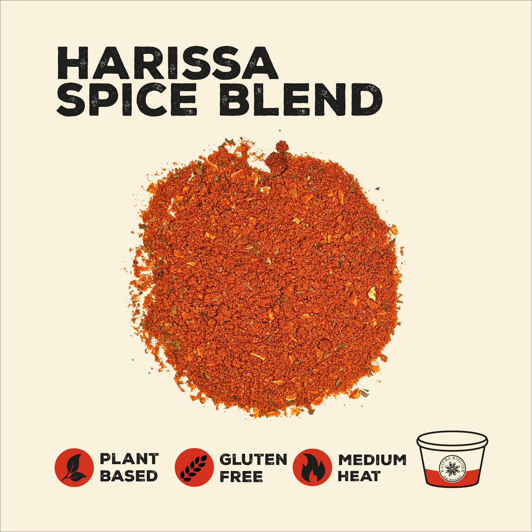 Nature Kitchen Co Ltd – wholesale Dried spice mix – Harissa Moroccan Spice Blend 1 x 50g Pot1
