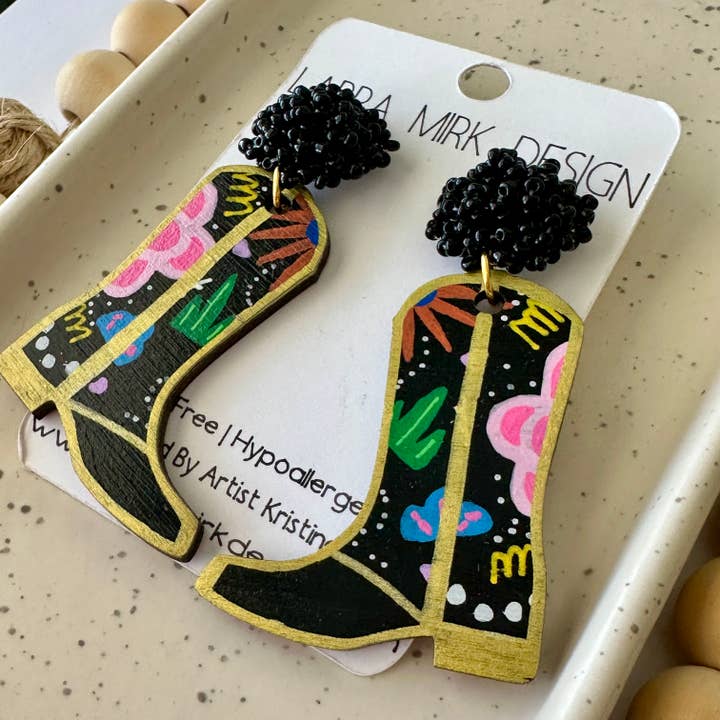 Reba Boot Earrings | Gold for wholesale by Larra Mirk Design