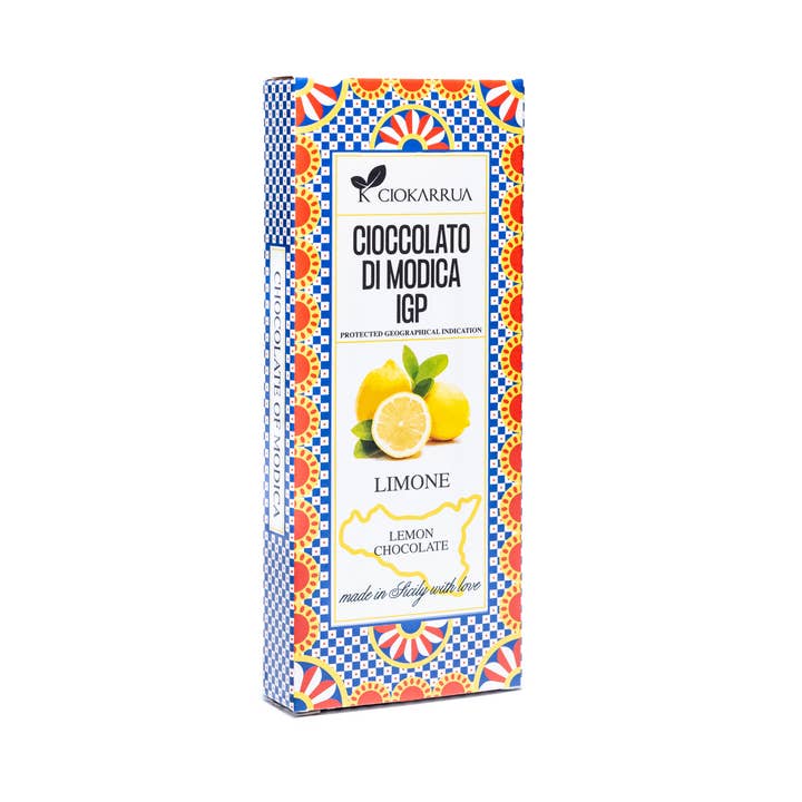 Modica chokolade IGP siciliansk citron 80 gr for engroshandel hos Ciokarrua