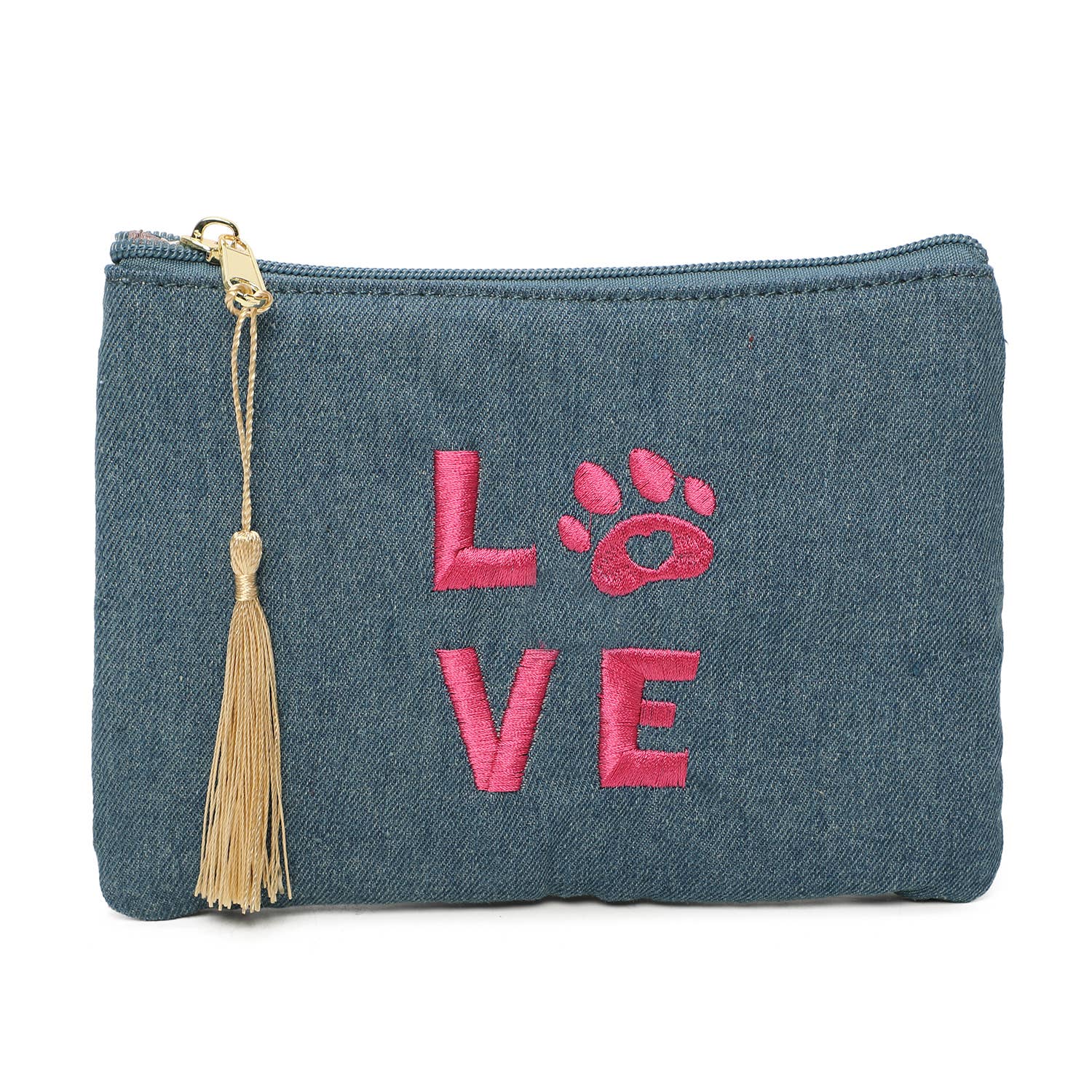 INES DELAURE – Engroshandel Posetaske - Dame – Pung med lynlås og 'LOVE' tekst med kattepote1