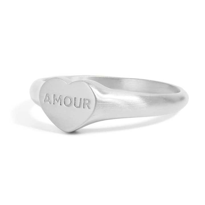 WJW – Engroshandel Signetring – 18K Guld PVD Rustfrit Stål Amour Hjerte Signet Ring